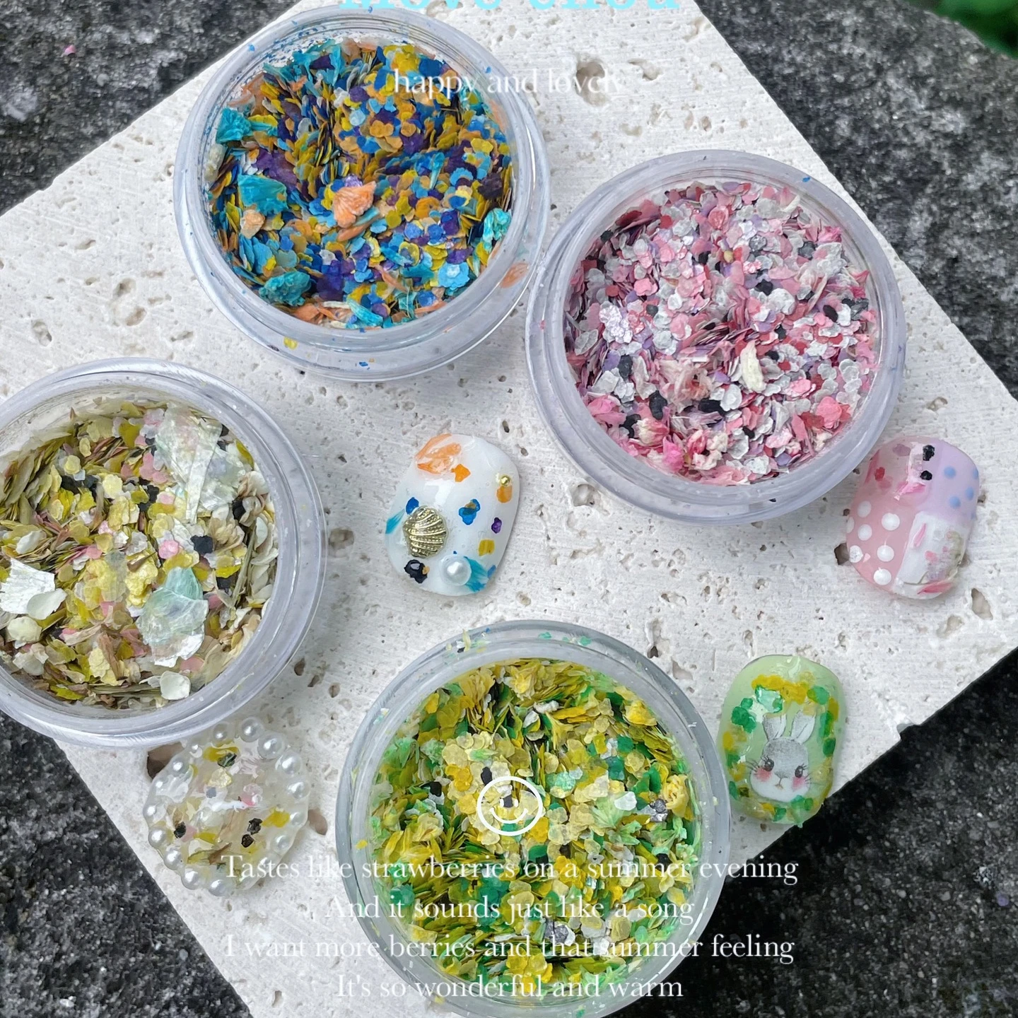 Natural Mica Crushed Flake Candy Mica Powder PVC Dry Flower Mix for DIY Nail Sugar Glitter 3D Nail Charm Accessories
