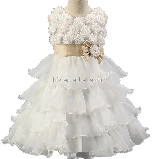 Flower Bow Waist Ball Gown Princess Children Modern Kids baby Toddler Girls Summer Party Dresses