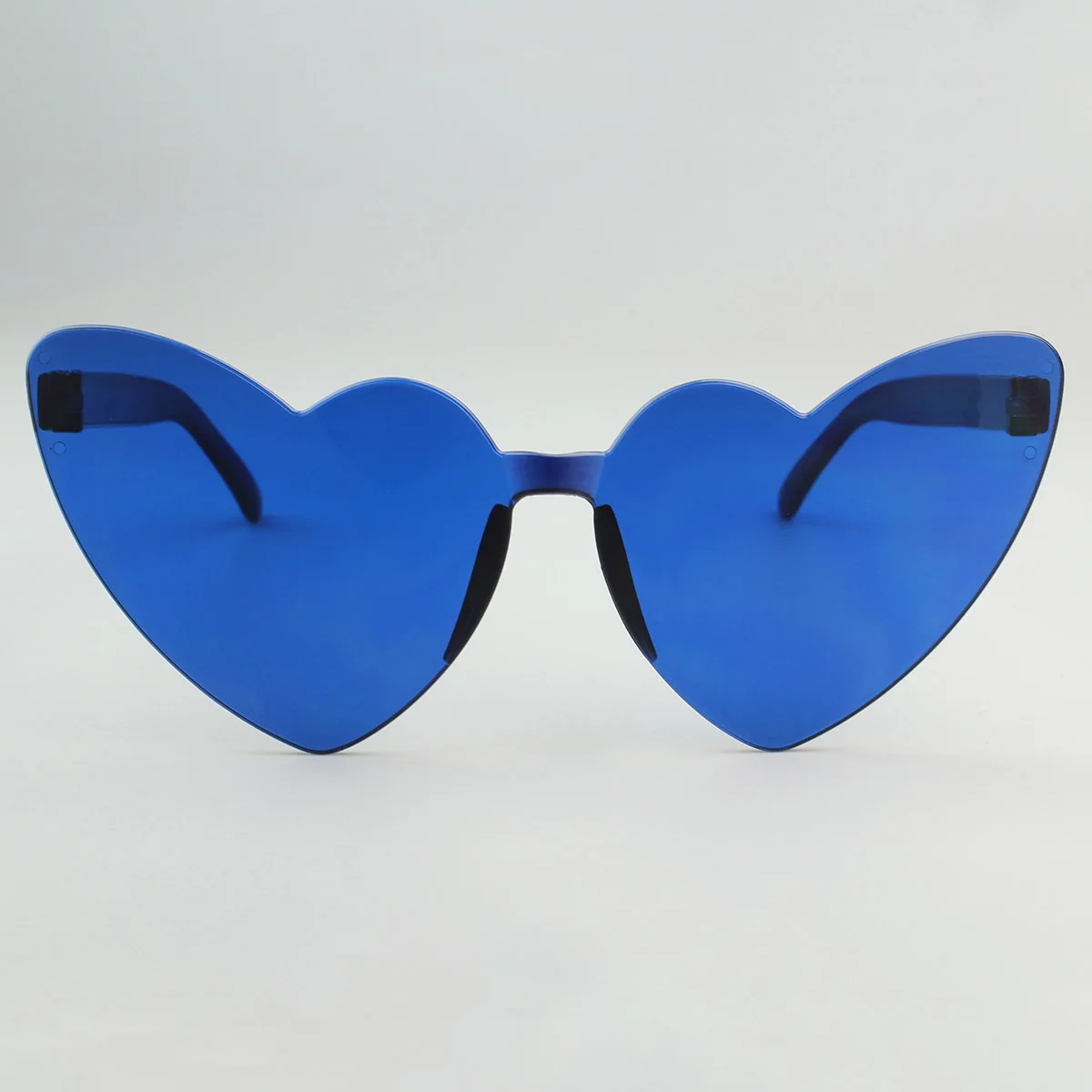 2024 Promotion Transparent Candy Color Eyewear Frameless Party Glasses Heart Shaped Oversized Rimless Sunglasses custom logo