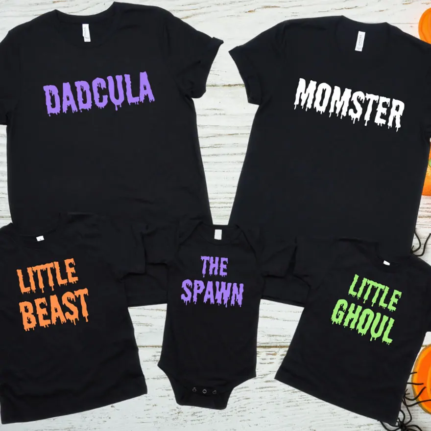 Matching family halloween mommy and me outfits newborn baby snap 100% pure cotton onesies oversized winter rompers