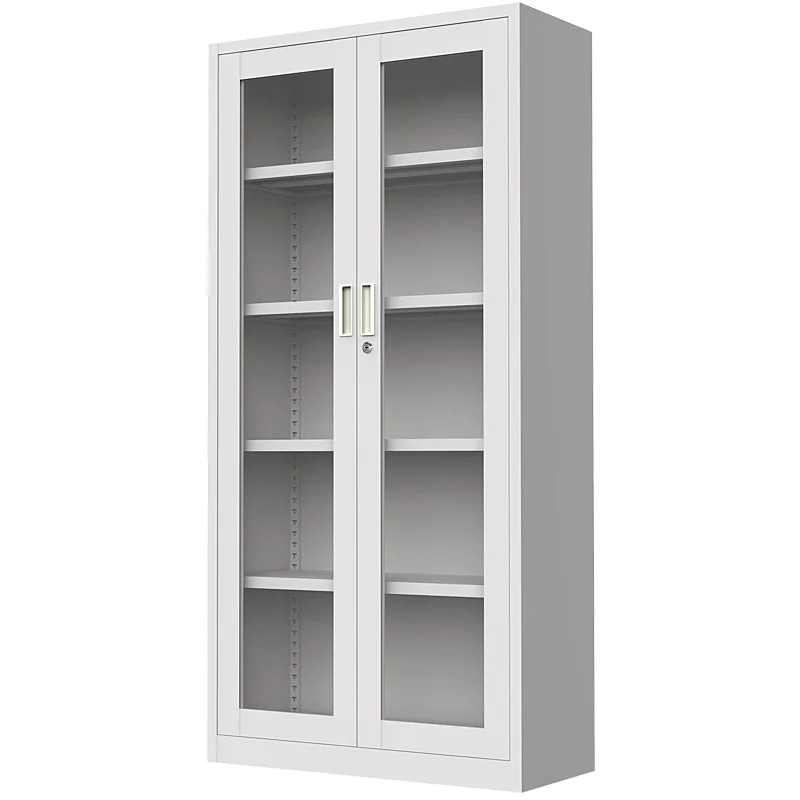 Cheap Price Office Furniture 2 Glass Door Display Iron File Cabinet White