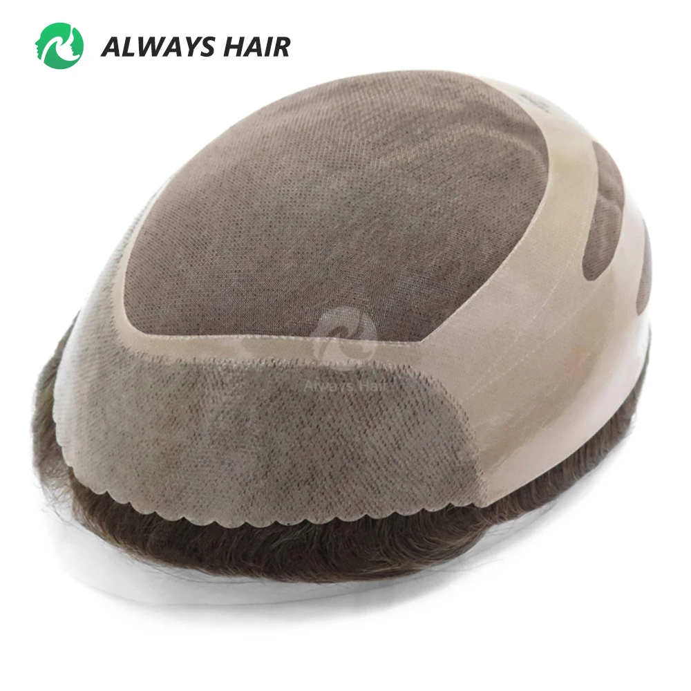 New Arrival Fine Mono Top Hair Patch for Men Mono And PU with Gauze Man Wig Toupee