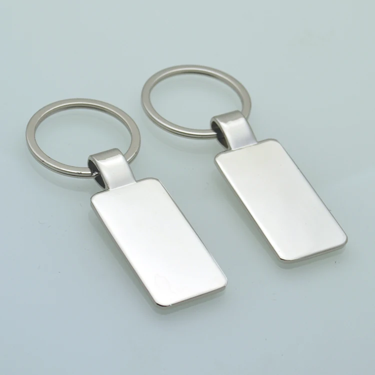 Two Sided Laser Engraved Flat Metal Rectangle Keychain UV/Offset/Digital Printing Carabiner Type with Logo