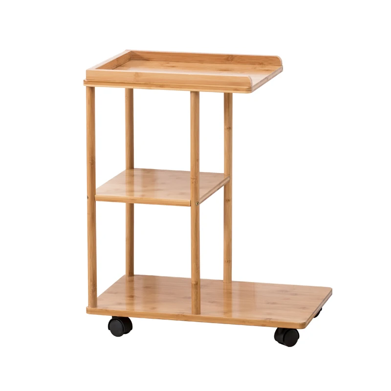 Бамбук 3 яруса диван столик мобильный закуска кофе поднос столик на колесиках в простом стиле для гостиной, спальни, небольших пространств
