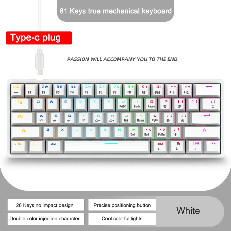 Проводная игровая клавиатура для компьютера, офиса, ПК, водонепроницаемая Механическая USB-клавиатура для Pormo, подарок
