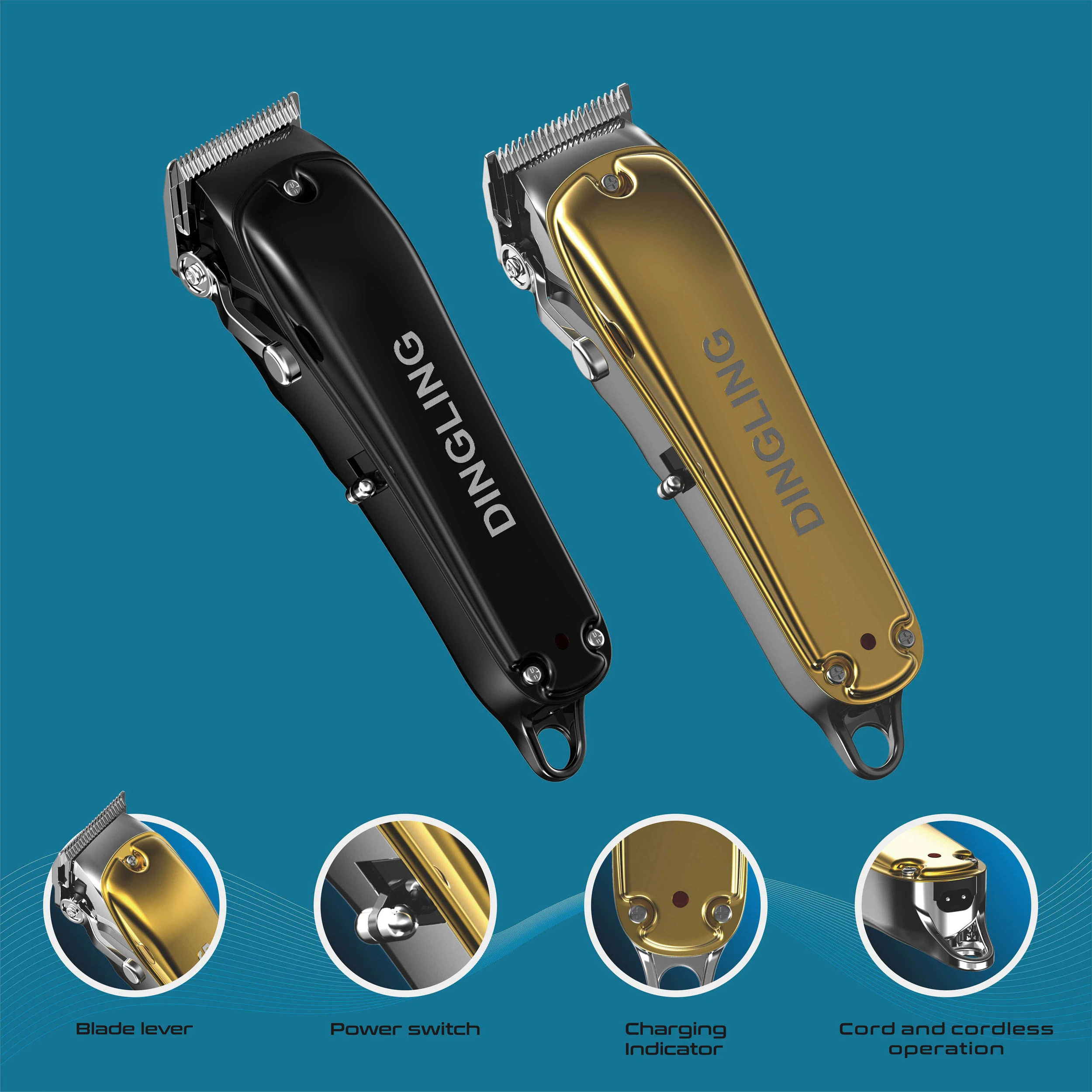 DINGLING Free Sample Attractive Price New Type Barber Wireless Professional Rechargeable Hair Trimmer Clipper