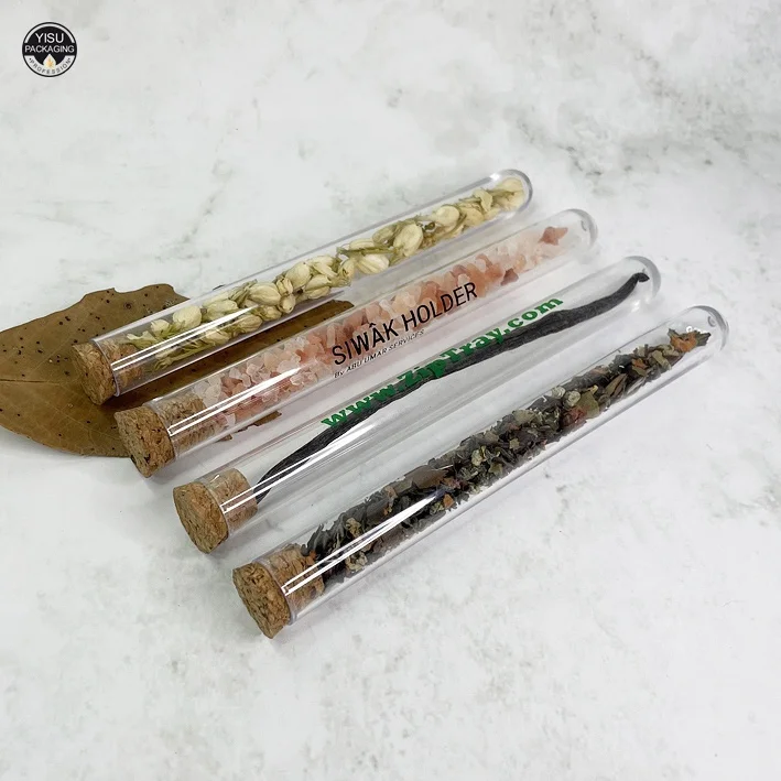 Wholesale custom round bottom tube with cork or plastic cap vanilla pods tube