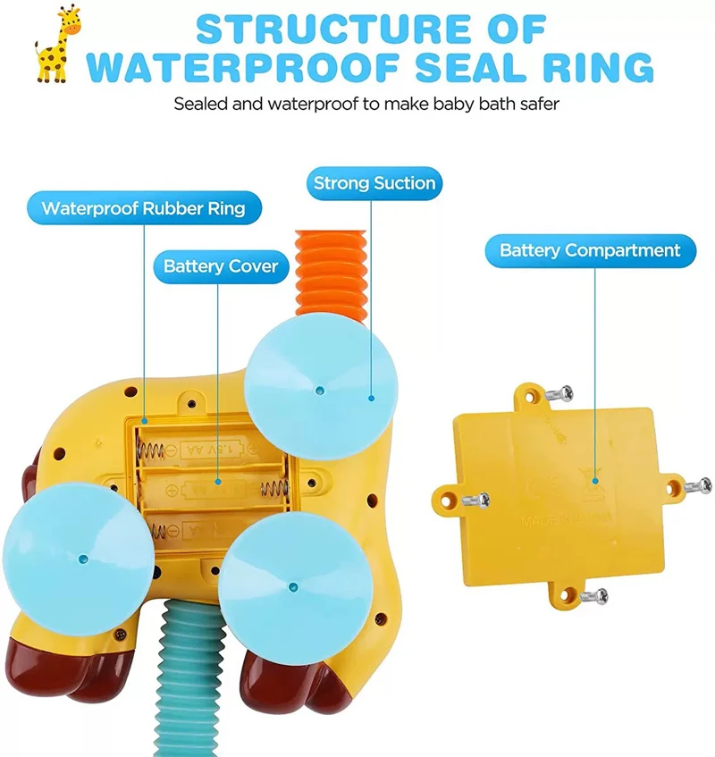 Electric Sucker Giraffe Water Sprinkler 2022 Baby Shower Set Spray  Bath Bathtub Toys for Kids