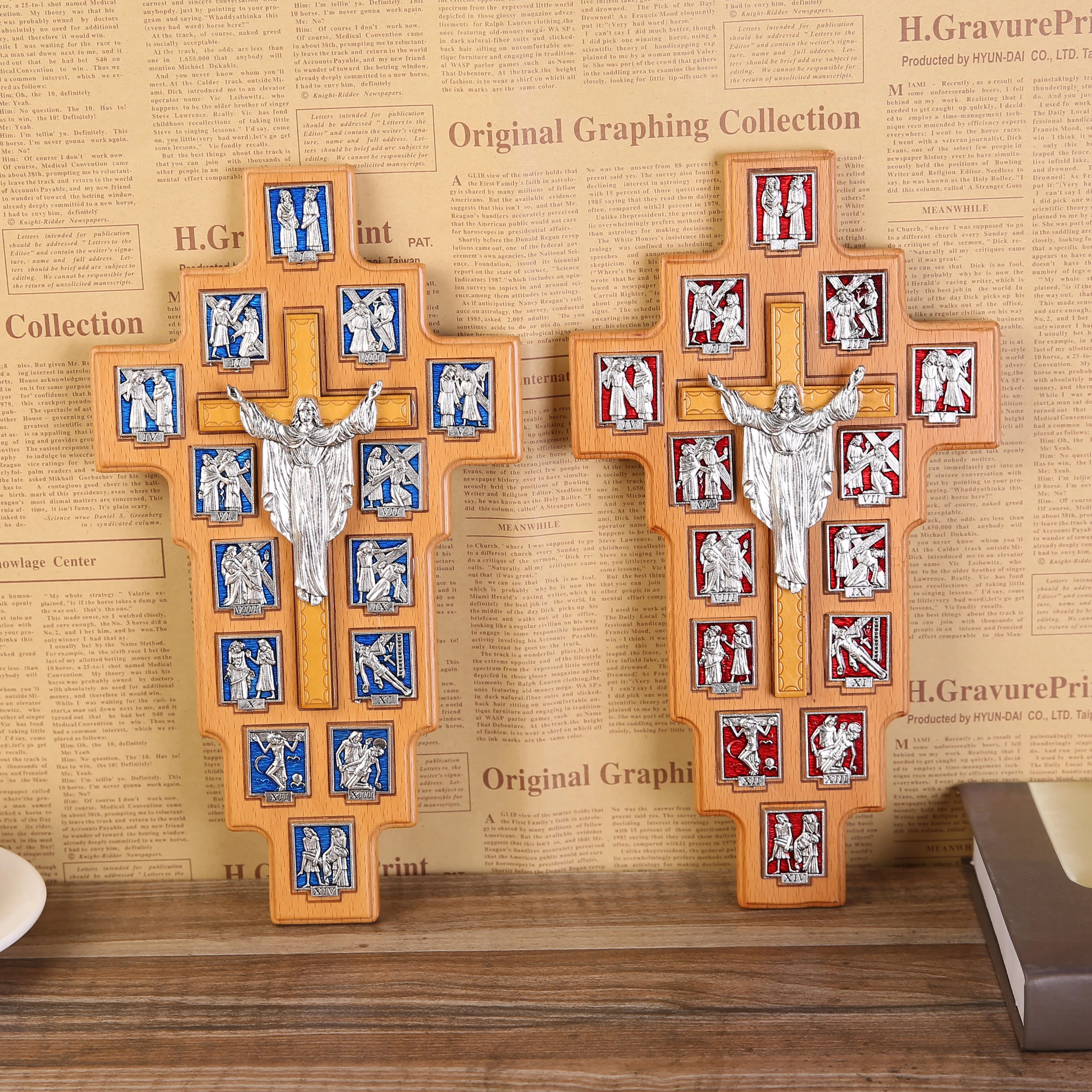 Religious Crucifix Catholic Wedding Prayer First Communion Baptism Wooden Wall Cross Figurine Statue Gift