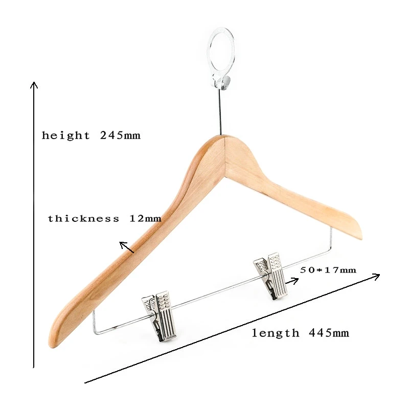Suit Hanger Anti theft  Natural Maple Wooden Hotel Hangers for Star Hotel