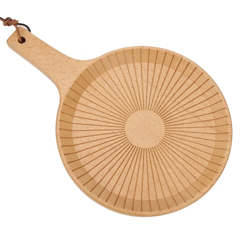 Wholesale Pizza Board Round Shape Wooden Chopping Cutting Board Beech Wood Charcuterie Cheese Boards For  Restaurant