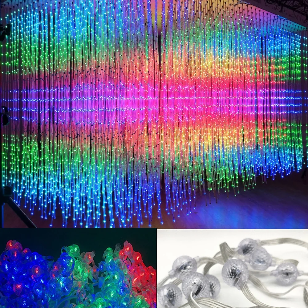 Smart Programmable Luminous 3D LED Cube Pixel Ball Dot DV12V DMX512 RGB Color Changing Hotels Bar Party Decor Ambient Lamp Strip