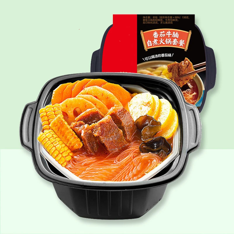 wholesale self heating small hot pot 435g Spicy food spicy tender beef convenient and ready to eat self heating hot pot