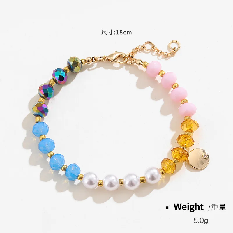 WoyingPrecious Healing Crystal Round Stone Beads StretchBlue Popcorn Crystal Ice Green Jade Bamboo Beads Bracelet