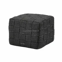 Outdoor garden furniture rope woven pouf square round outdoor cube ottoman