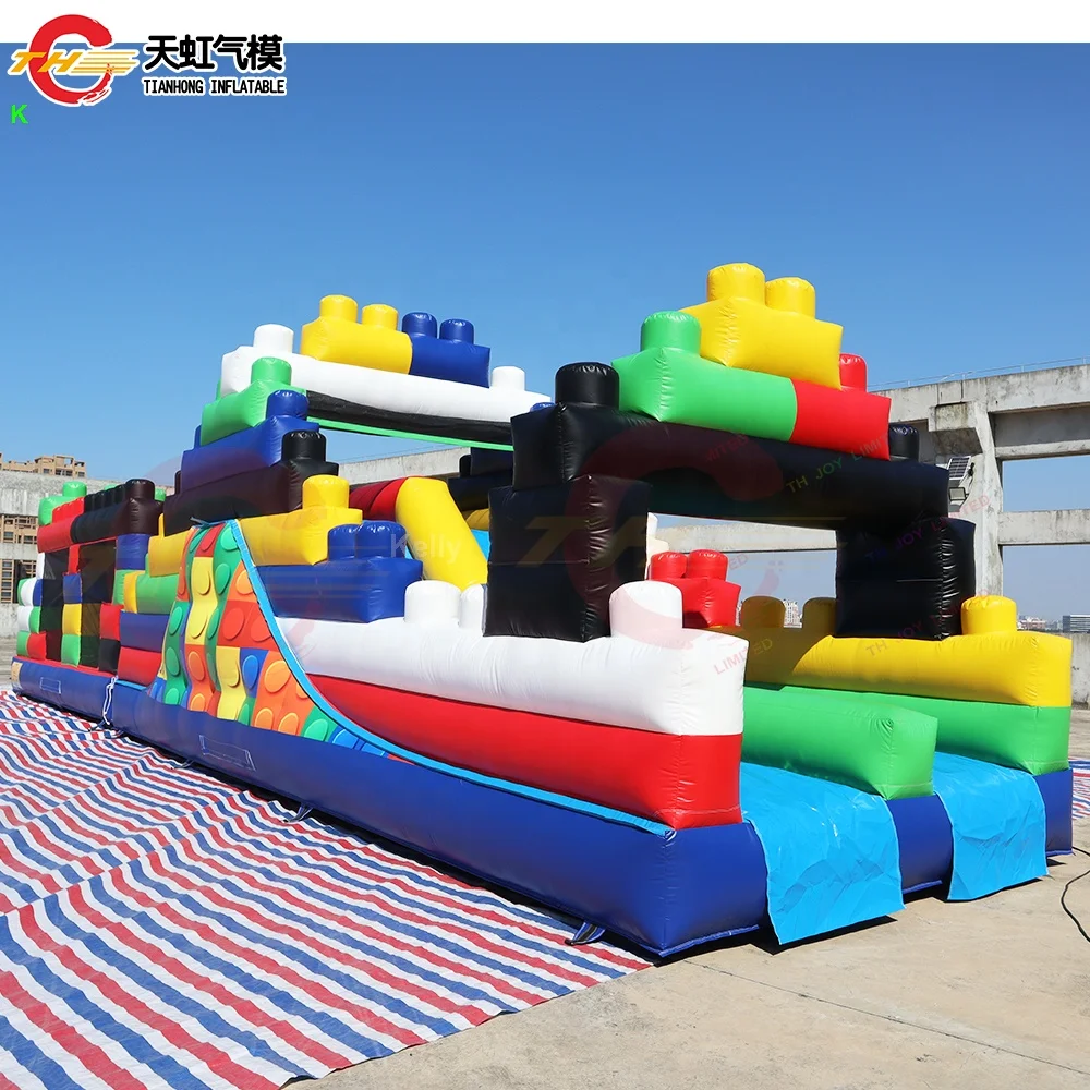 2 in 1 13m Indoor Inflatable Obstacle Course Run Sport Game Durable PVC for Garden Trampoline Park Residential or Public Use