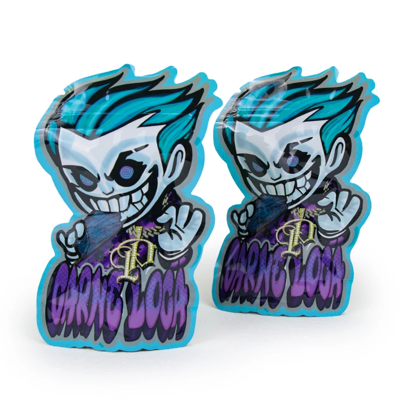 Die Cut Design Custom Printed 3.5g 14g 7g Special Shaped Resealable Jelly Gum Bags Smell Proof  1/8 OZ Mylar Bag