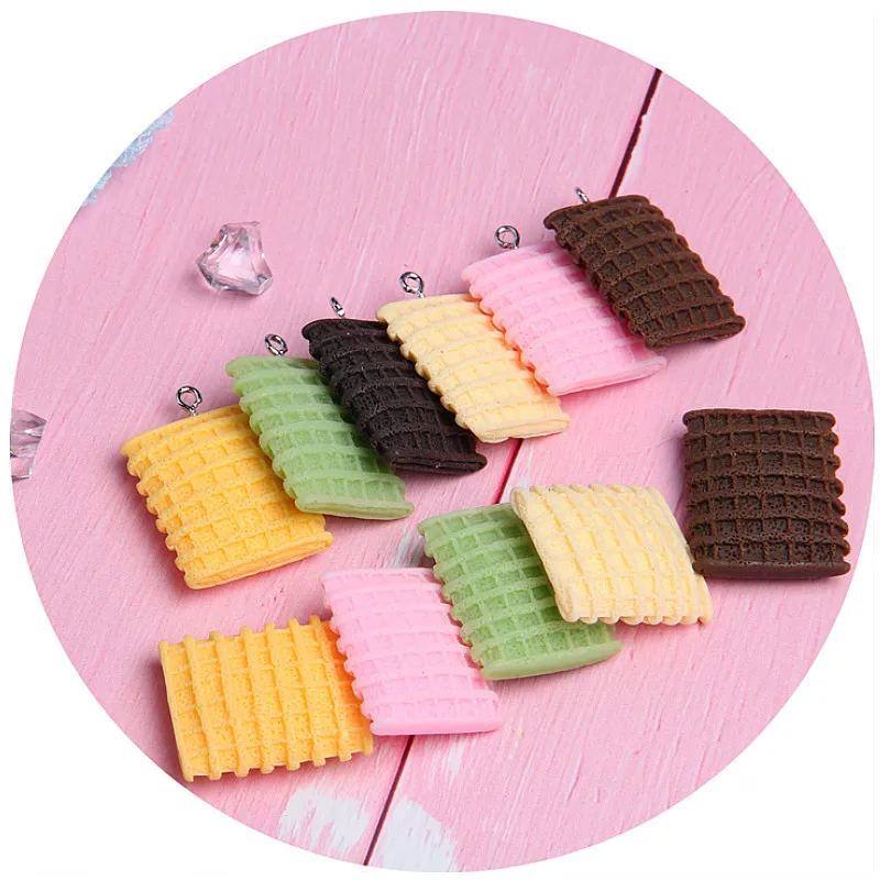 
Free Shipping Charms Multi - color Chocolate Wafer Biscuit Cookie Jewelry Decoration Accessory Cabochons Resin Embellishments 