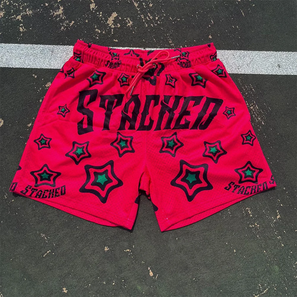 All-over print mesh shorts men Customized logo Fitness summer shorts men Polyester Breathable Quick Drying Shorts