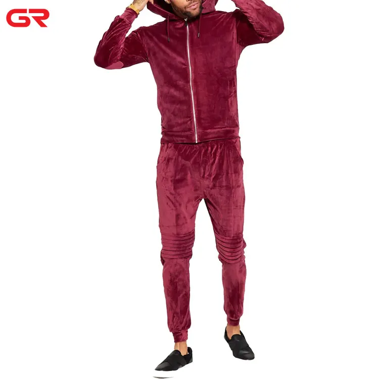 New Design Custom Sweatsuit Men Workout Slim Fit Tapered Tracksuit Velour