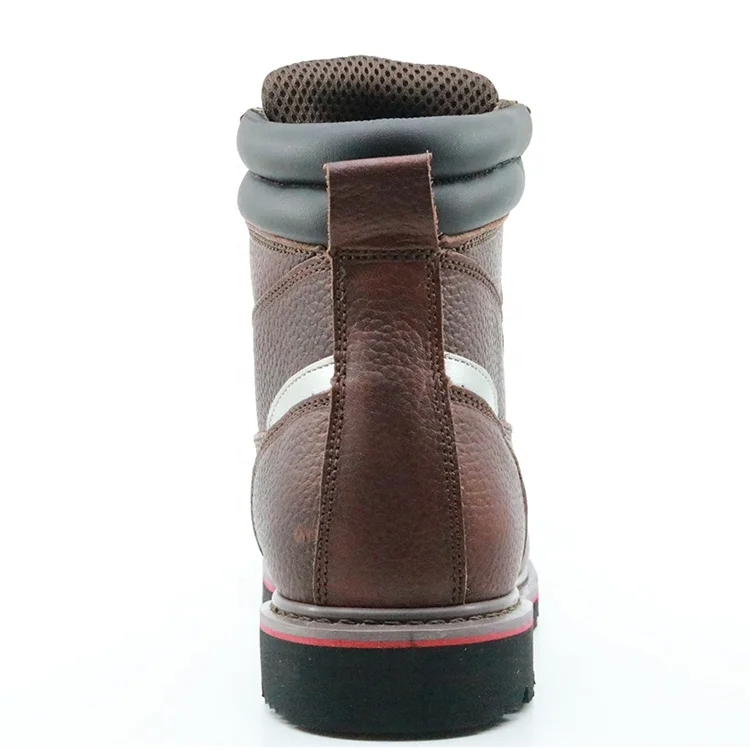 Abrasion resistant anti slip genuine leather steel toe cap industrial goodyear shoes boots safety