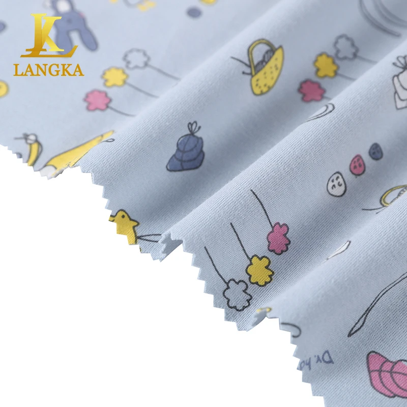 Langka 40S 100% хлопок экологически чистая ткань с принтом для детской пижамы и