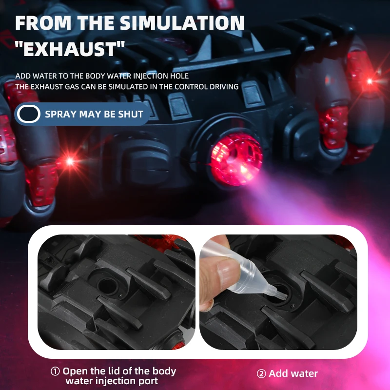 stronger energy spray drift stunt racing car toy 360 rotating simulated tail gas spray long life battery educational toy