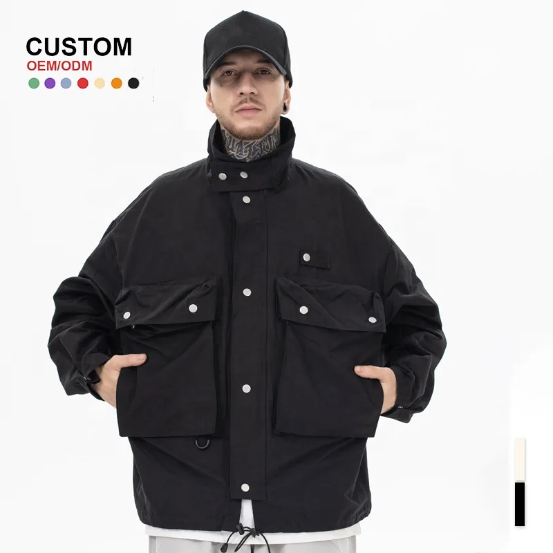 OEM Custom Design new fashion stand collar multi-pocket zipper bomber jacket men