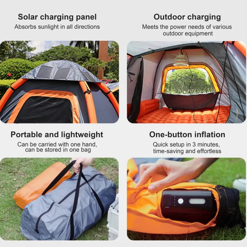 Outdoor Waterproof Family Fishing Safari Glamping Canvas Automatic Solar Power Air Inflatable Camping Tent