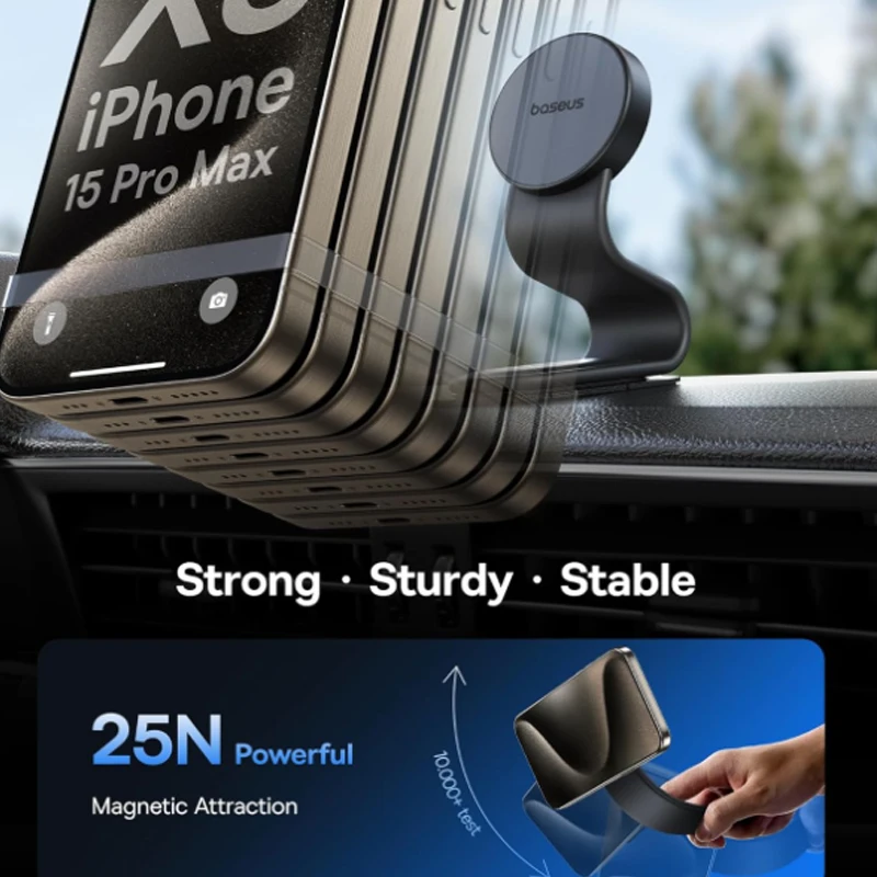 Car mount 25N magnetic car phone holder compatible with iPhone 15 14 13 12 Pro Plus Max Mini bendable memory titanium alloy