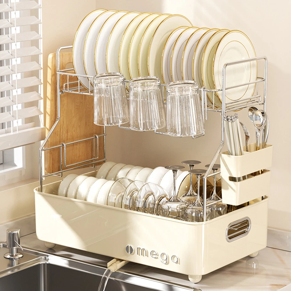 Light Luxury Bowl And Plate Draining Rack With Drainage Tray over the Sink Adjustable Dish Basket Drainer Dish Drying Rack