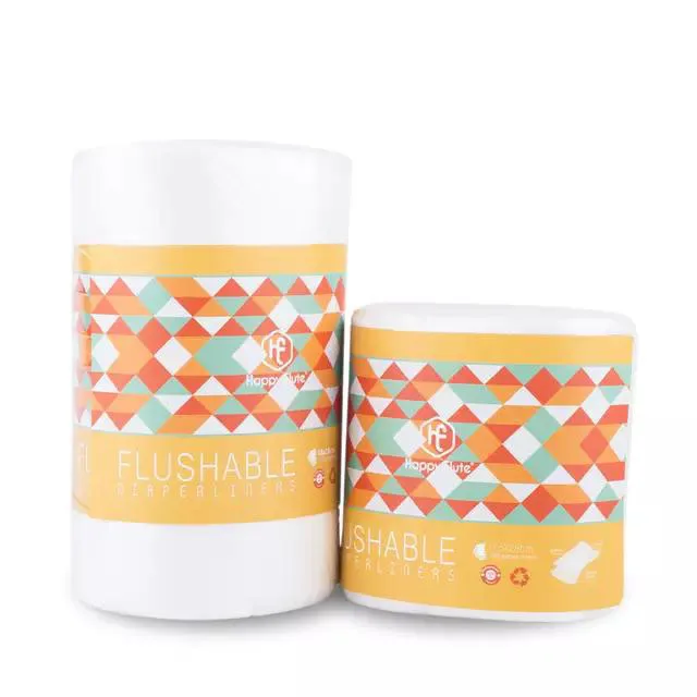 Happyflute 100% Biodegradable & Flushable bamboo diaper liners disposable cloth diaper liners 100 sheets per roll