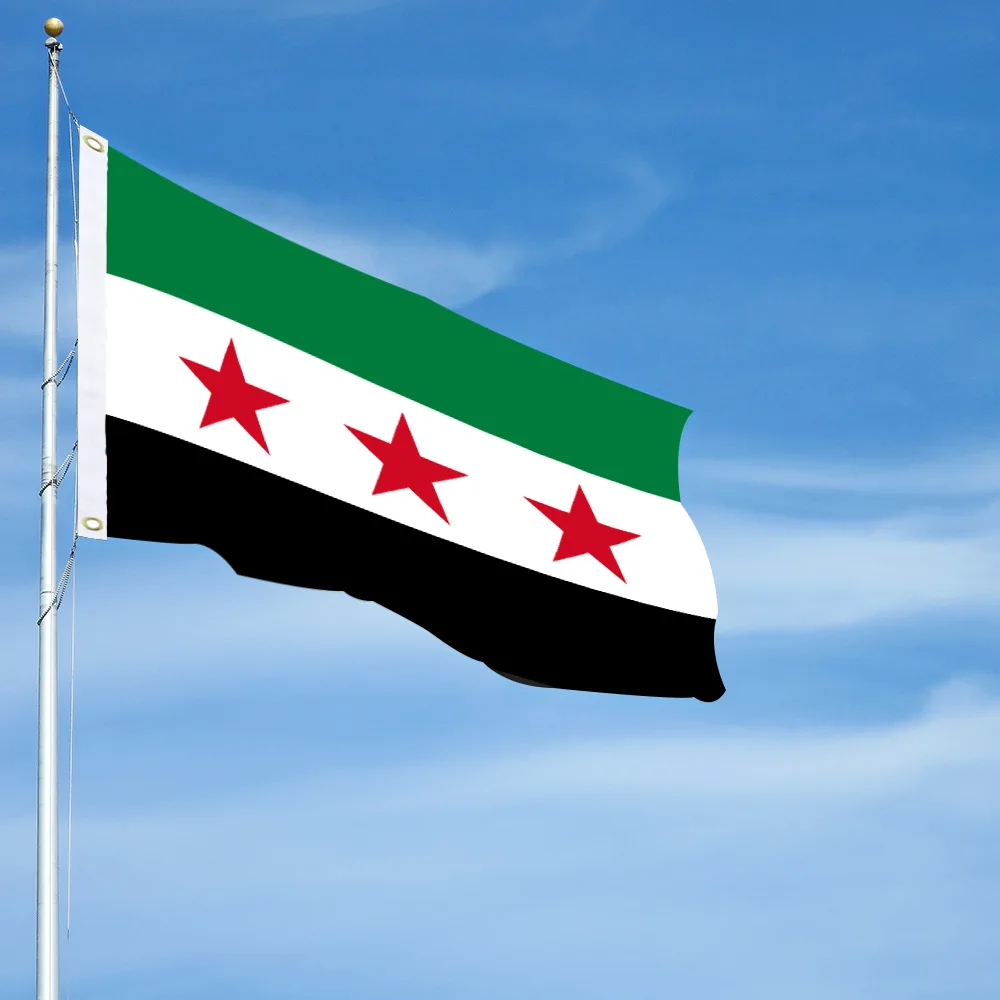 Быстрая доставка Oem Odm 3*5 футов с индивидуальным принтом Национальный флаг Сирии зеленый