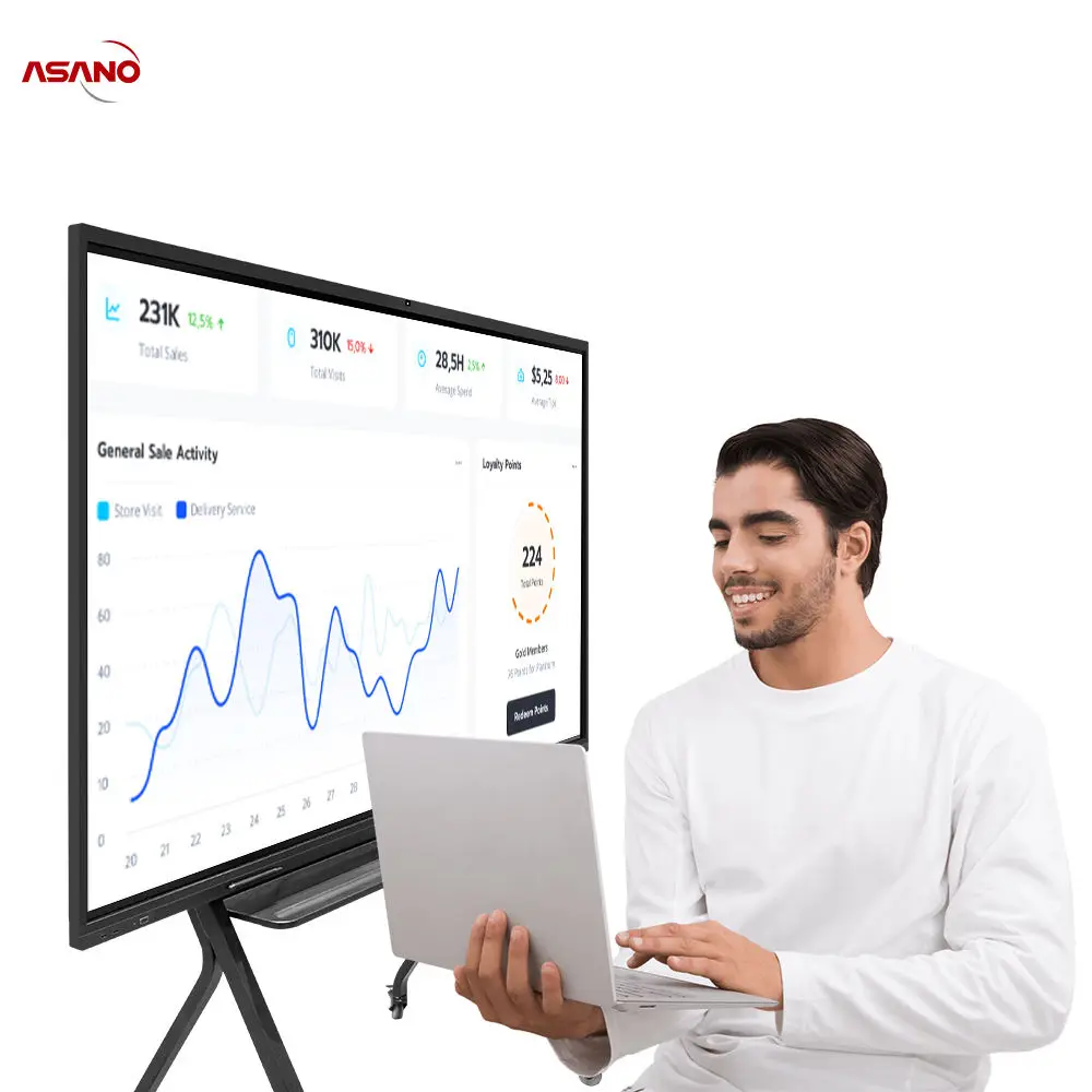 T-C265I Aluminum Frame Tempered Glass Screen Digital Notice Board 65 75 Inch Digital Advertising Board Odm&Oem