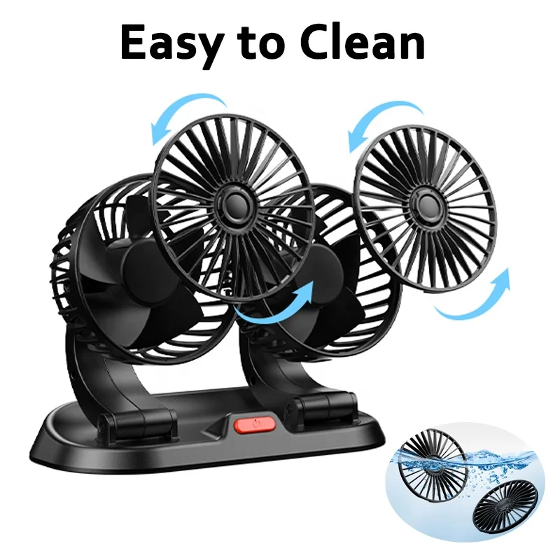 Car Fan Dual Head USB Fan  Portable Vehicle Cooling Fan 360 Rotation for Car Dashboard, SUV/RV/Truck/Sedan/Office USB Powered