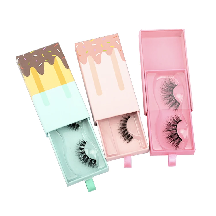 Wholesale 5D mink eyelashes private label ice cream lashes packaging box custom eyelash packaging