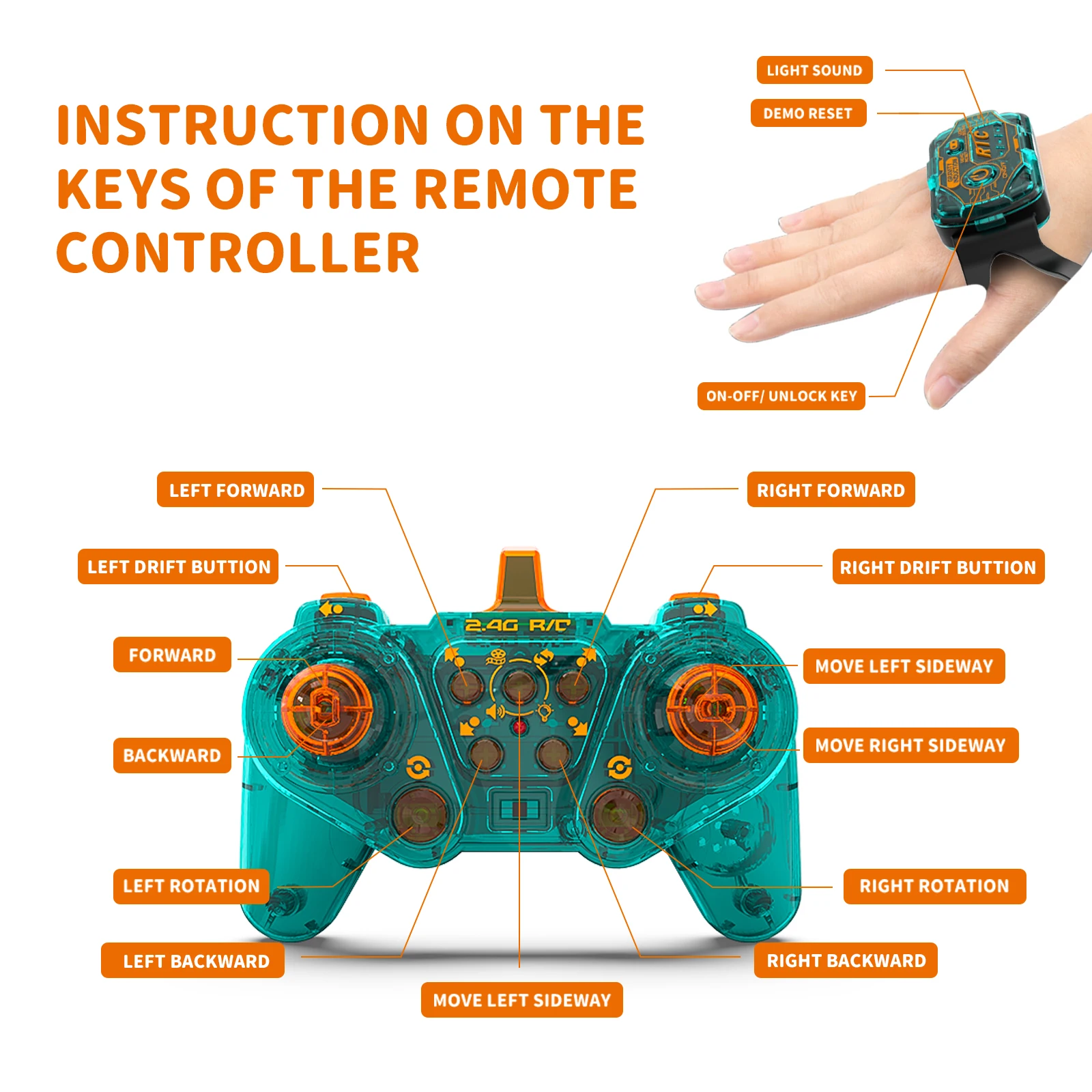 Christmas Gifts HOSHI 1611 MAX 1/10 Scale 4WD Twist Vehicle with RC Watch Control 360 Degree Rotation 13CH RC Stunt Car for Kids