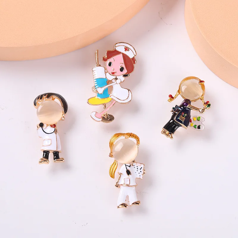 Medical series brooch, popular in Europe and America, creative Chinese doctor brooch clothing accessory, metal badge