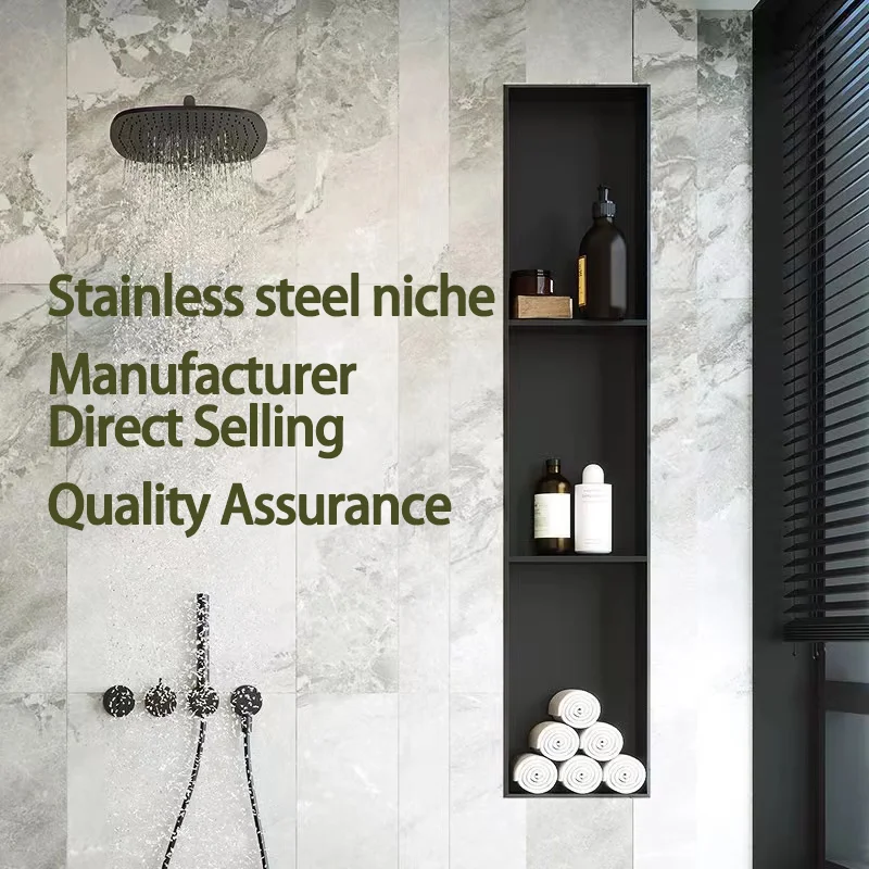 4-Tier Powder Coating 304 Stainless Steel Bathroom  Shower Niche Storage Shelf No Tile Needed Niche