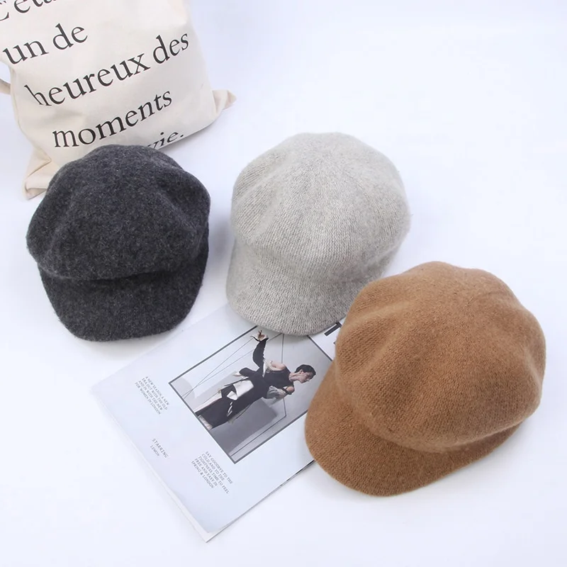 Корейская осенне-зимняя шерстяная восьмиугольная шапка, простая модная мужская и женская бейсболка, кепка в стиле ретро
