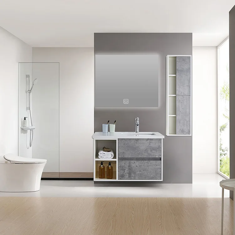 Euro Style High End Bathroom Vanity Black And White Cabinet Bath Vanity Set With Suspended a Sink