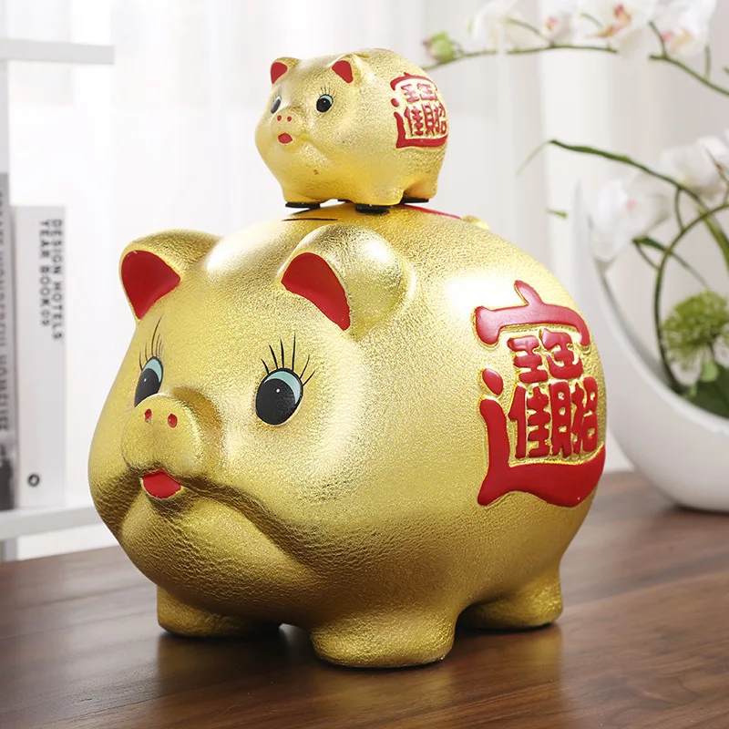 Custom Golden Pig Piggy Bank Savings And Money Saving Piggy Creative Desirable Large Capacity
