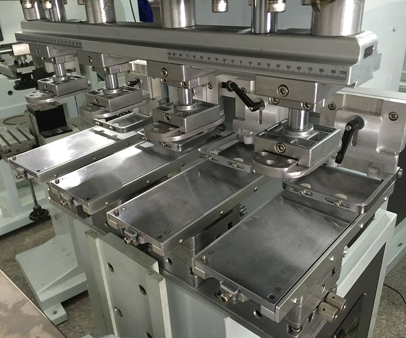 Automatic Pad Printer, 4 color pad printing Machine, Four Color Tampon Printer with inkcup, shuttle tampo Printing