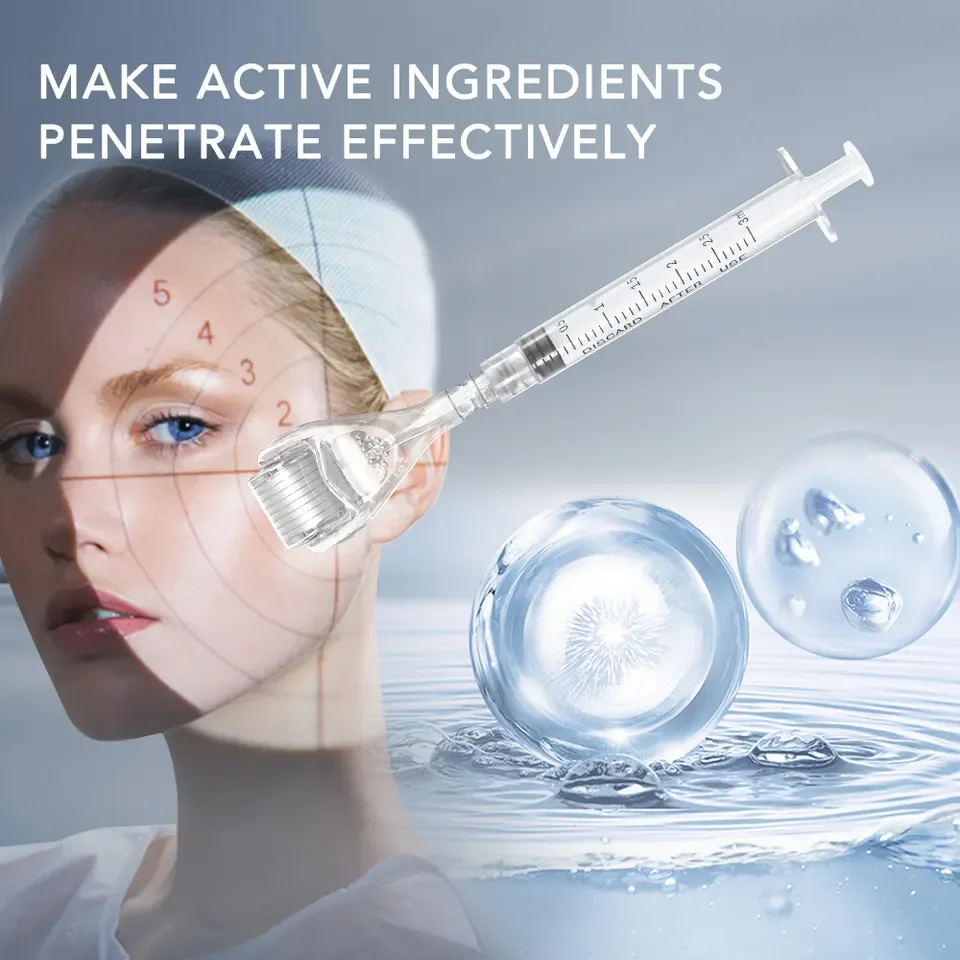 Derma Roller Titanium for Hair Growth Mesoroller Dermaroller Injectroller Derma Rolling System 540 Pins for Oil Serum