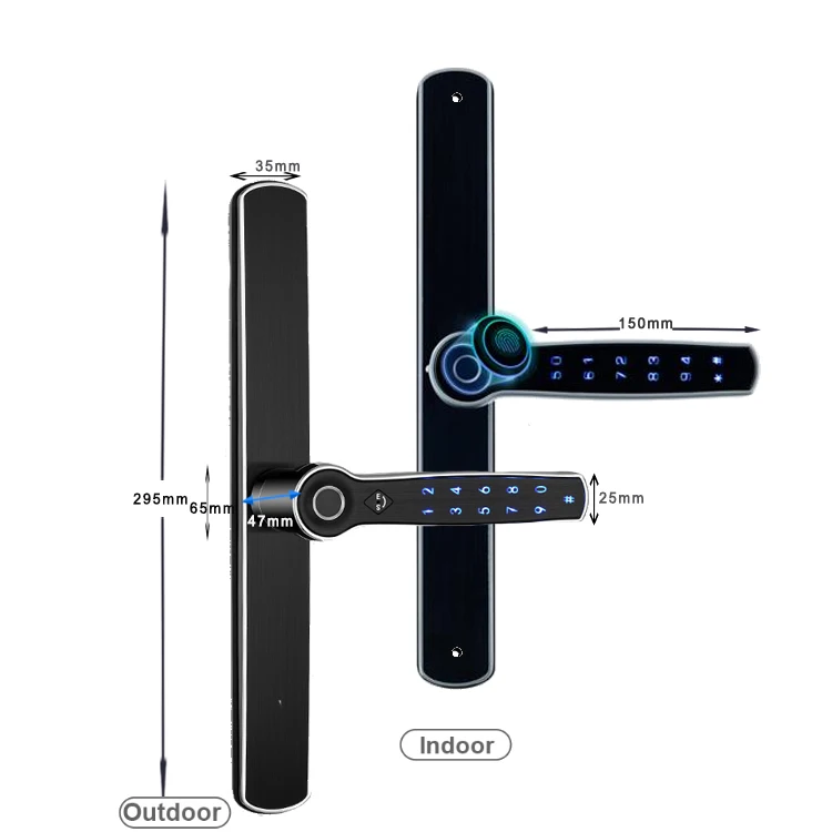 WiFi APP Fingerprint  PIN Code Card Mechanical Key Unlock Glass door Sliding Door Lock  Smart OEM / ODM