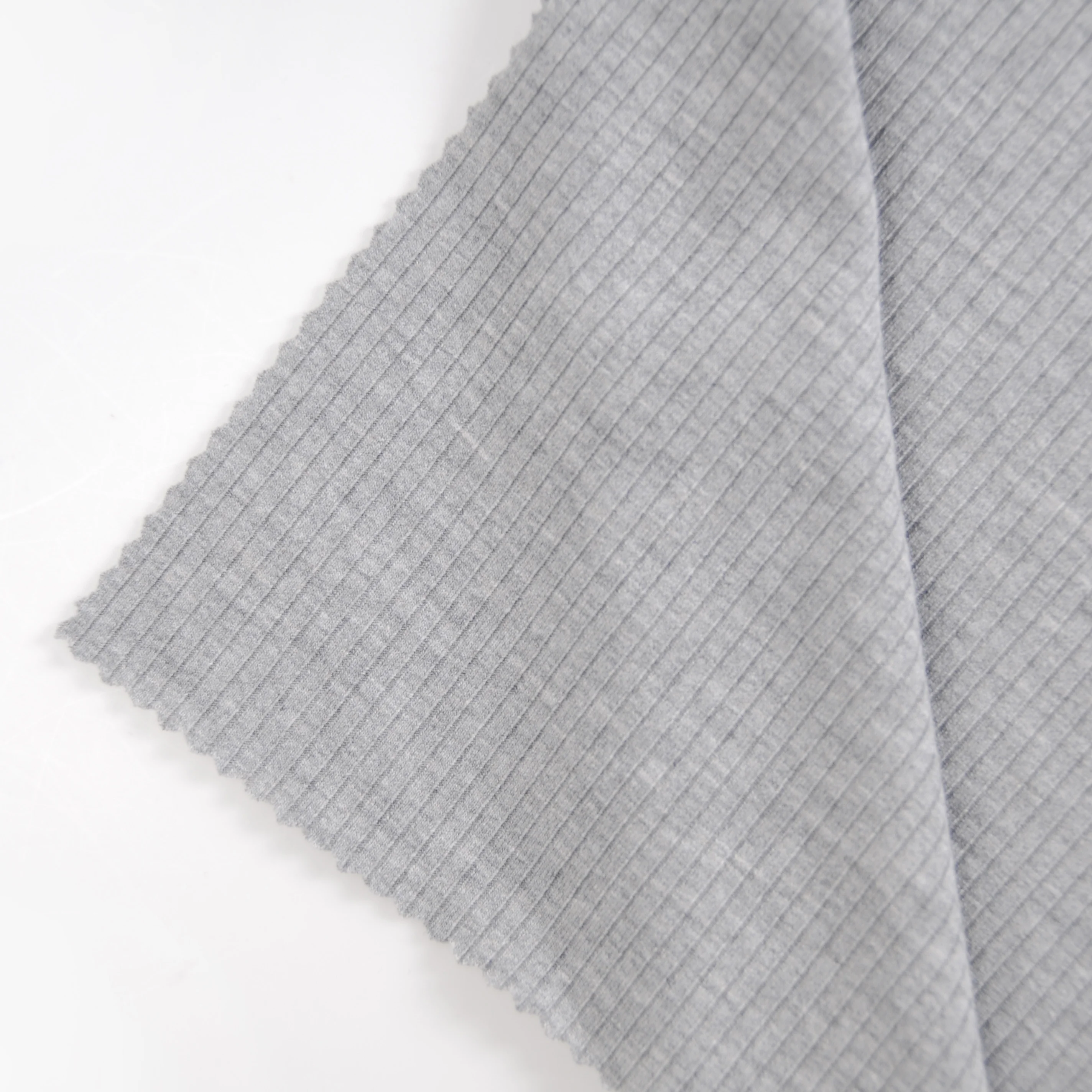 CHEAP PRICE HOT SALE TR SPANDEX 4*2 RIB GRS POLY LENZING VISCOSE SPANDEX A KNIT RIB FABRIC MELANGE SOFT HAND FEEL FOR GARMENT