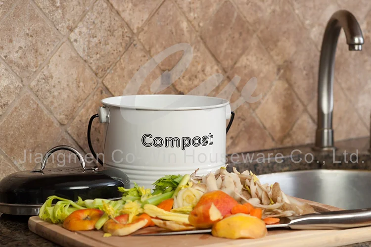 Custom Stainless Steel Compost Pail Kitchen Countertop Garden Trash Bucket Container Pail Compost Bin