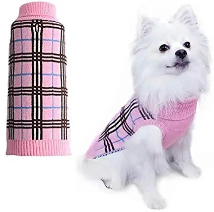 Warm Cute Pet Puppy Jumper Blue Plaid Knitwear Apparel pet sweater dog clothes Pet Dog Sweater