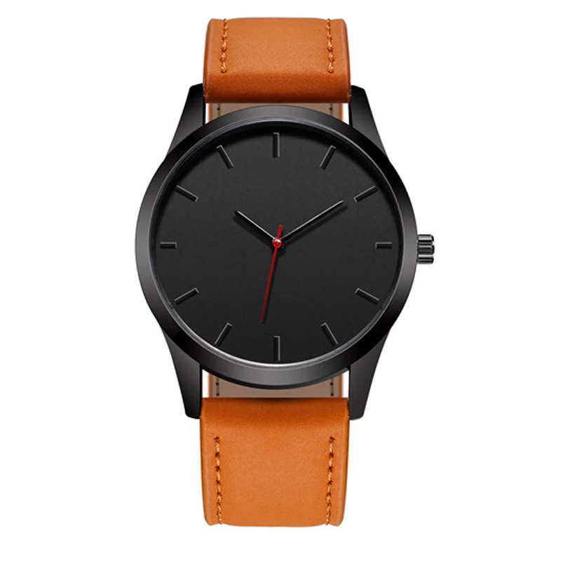 WJ-7126 Hot Sale Simple Quartz Handwatch Luxury High Quality Cheap Leather Wrist Watch Men Watch Small MOQ OEM Custom Logo