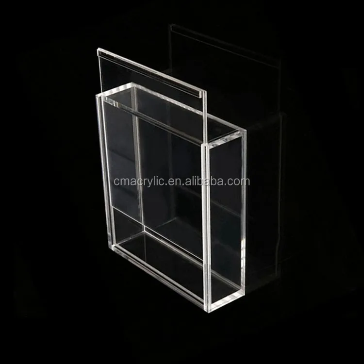 Custom Acrylic box clear acrylic display case 5side box with sliding lid storage slidw base plexiglass acrylic cube box